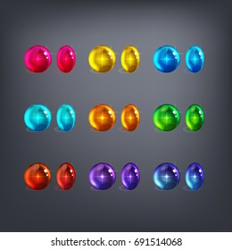 Set of different game cosmic gems. Vector illustration.