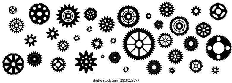 Set different gears icons, collection gear wheel sign, cogwheel - stock vector