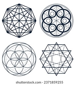 A set of different geometric mysterious shapes