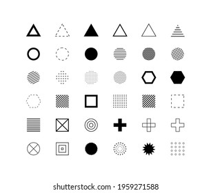 Set Of Different Geometric Shapes. Design symbols and elements. Vector illustration