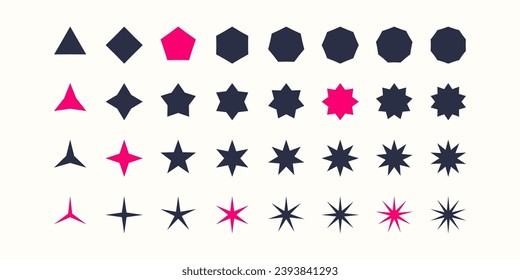 A set of different geometric shapes in a modern flat style. Vector illustration.
