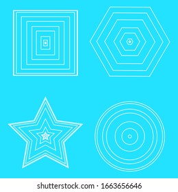 Conjunto de diferentes formas geométricas sobre fondo azul. Ilustración del vector