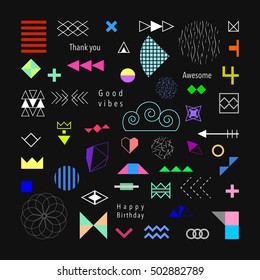 Set of different geometric shapes and textures. Design for poster, card, invitation, placard, brochure, flyer, presentation. Vector illustration