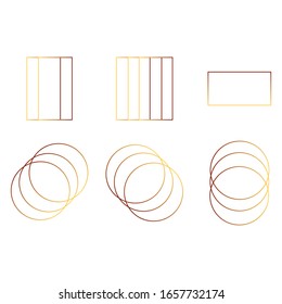 Conjunto de diferentes diseños geométricos. Marcos dorados de lujo para invitaciones. 