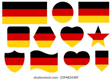 Set of different Germany flag icons isolated on white