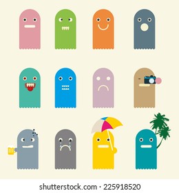 Set of different ghost emoticons vector