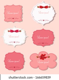 set of different gift cards with  ribbons,  design elements. Vector illustration