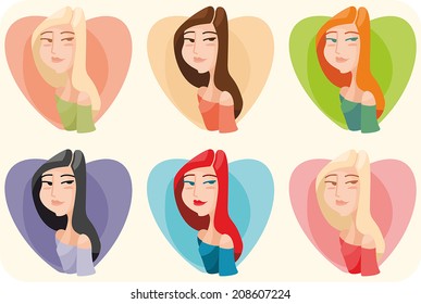 set of different girls in the heart of