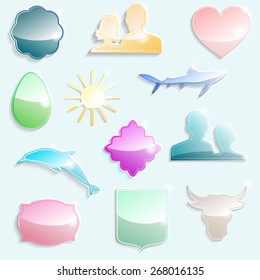 set of different glass icons