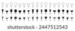 Set of different glasses line icon. Wineglass icon Isolated over transparent