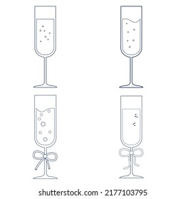 Set of different glasses in line style. Vector illustration