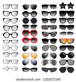 Set of different glasses. Vector illustration