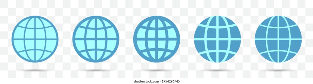 Set of different globe icons. Vector illustration
