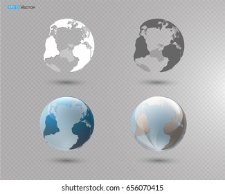 Set of different globes