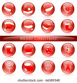 set of different glossy balls with Christmas and New year themes