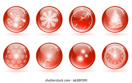 set of different glossy balls with Christmas and New year themes