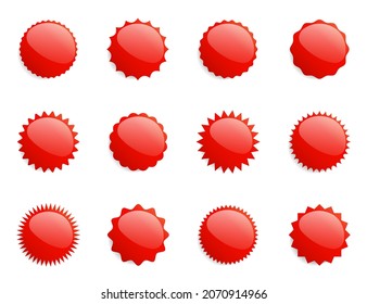 Set of different glossy sale buttons or badges. Product promotions template. Vector illustration.