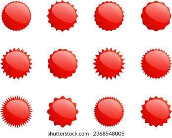 Set of different glossy sale buttons or badges. Product promotions template. Vector illustration.