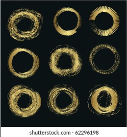 Set of different gold circles vector