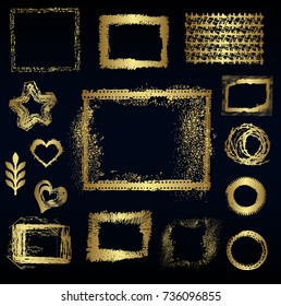 Set of different gold elements, vector design