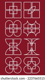set of different golden abstract geometric shapes vector art 