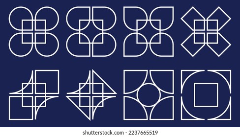 set of different golden abstract geometric shapes vector art 
