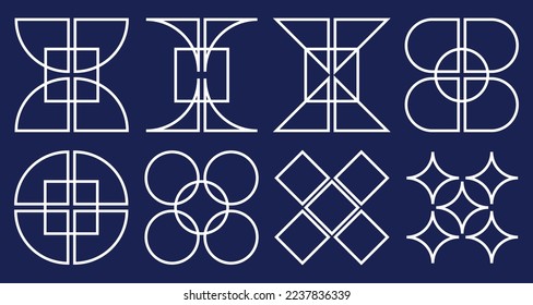 set of different golden abstract geometric shapes vector art 