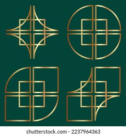Satz verschiedener goldener abstrakter geometrischer Formen, Vektorkunst 