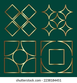 conjunto de diferentes formas geométricas abstractas doradas de arte vectorial 