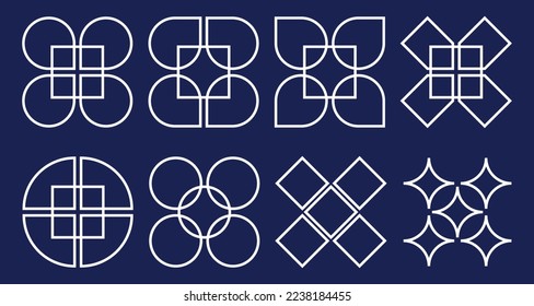 conjunto de diferentes formas geométricas abstractas doradas de arte vectorial 