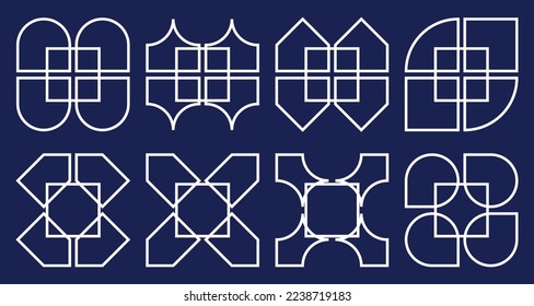 set of different golden abstract geometric shapes vector art 