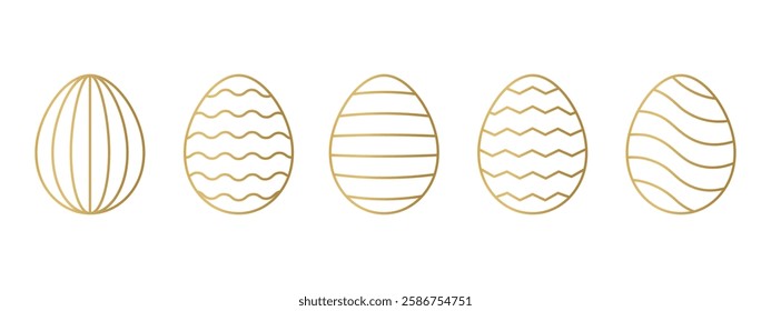 set of different golden easter eggs - vector illustration