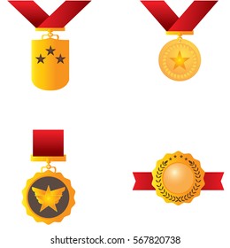 Set of different golden medals, Vector illustration