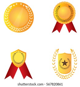 Set of different golden medals, Vector illustration