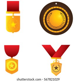 Set of different golden medals, Vector illustration