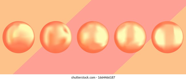 Set of different golden round pearls. Photorealistic gradient mesh vector design elements for any compositions