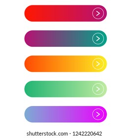 Set of different gradient button for user interface. vector button illustrator. 