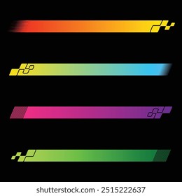 Set of different gradients checkered line decals for sport car and different moto racing designs