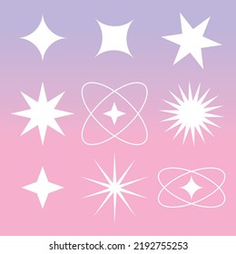 Eine Reihe verschiedener Grafikressourcen für Design - Sterne verschiedener Formen und Größen.