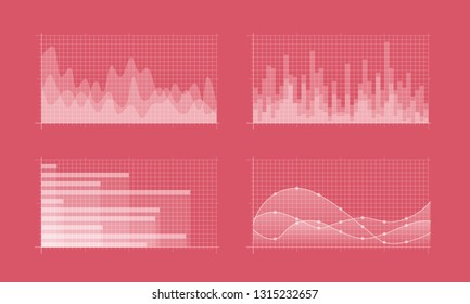 Set of different graphs and charts. Infographics and diagnostics, charts and schemes vector. Business charts and graphs infographic elements. Currency business and market charts vector set. 