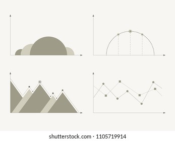 Set of different graphs and charts, information on charts, statistical data. Business charts and graphs infographic elements. Vector illustration.