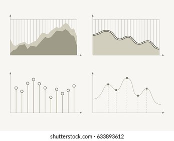 Set of different graphs and charts, information on charts, statistical data. Business charts and graphs infographic elements. Vector illustration.