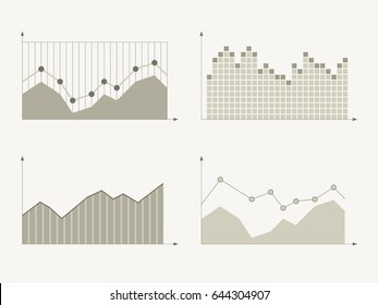 Set of different graphs and charts, information on charts, statistical data. Business charts and graphs infographic elements. Vector illustration.