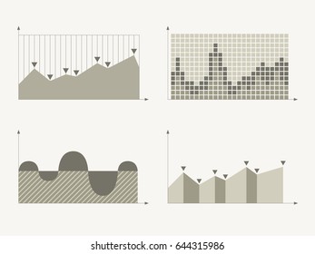 Set of different graphs and charts, information on charts, statistical data. Business charts and graphs infographic elements. Vector illustration.