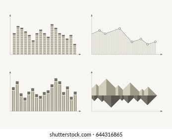 Set of different graphs and charts, information on charts, statistical data. Business charts and graphs infographic elements. Vector illustration.