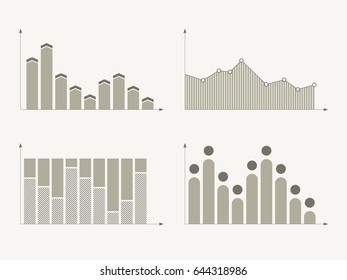 Set of different graphs and charts, information on charts, statistical data. Business charts and graphs infographic elements. Vector illustration.