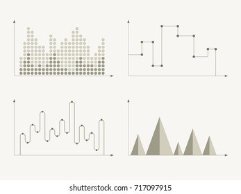 Set of different graphs and charts, information on charts, statistical data. Business charts and graphs infographic elements. Vector illustration.