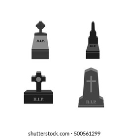 Set of different graves, Halloween vector illustration