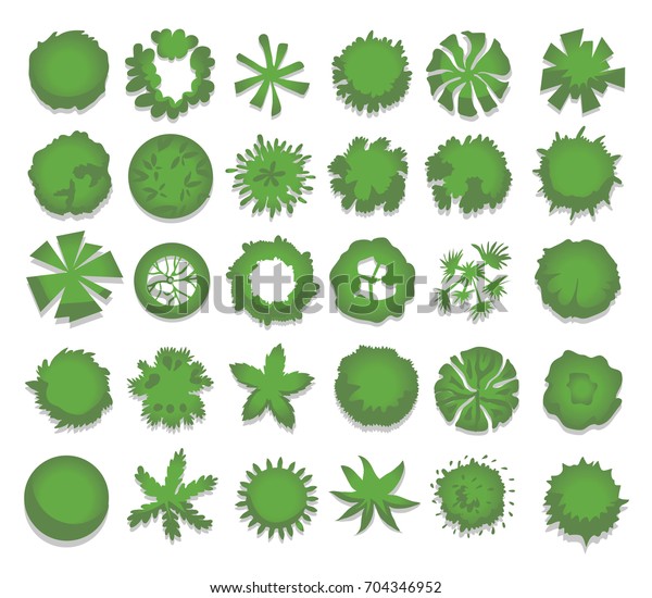 Set Different Green Trees Shrubs Hedges Stock Vector (Royalty Free ...