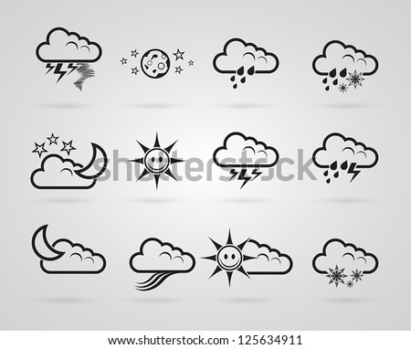 set of different grey weather icons